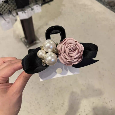 South Korea Dongdaemun elegant Chanel style flower clip female hairpin high-end headdress back head updo large hair grip