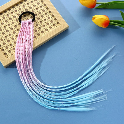 Children's colorful braid ponytail dirty braid accessories hair ring wig headdress children's wig ponytail twist braid