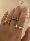 Jewelry Sweet IG Style Flower 316L Stainless Steel  18K Gold Plated Open Rings