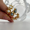 Jewelry Sweet IG Style Flower 316L Stainless Steel  18K Gold Plated Open Rings