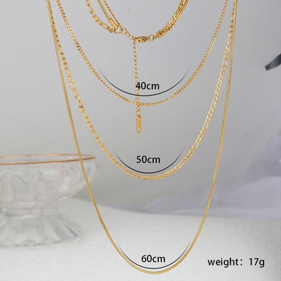 Jewelry Vacation Simple Style Commute Geometric 304 Stainless Steel Three Layer Necklace