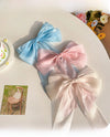 Cream Sweet Mesh Bow Hairpin Super Fairy Top Clip Back Head Hairpin Hair Accessories  Spring Clip