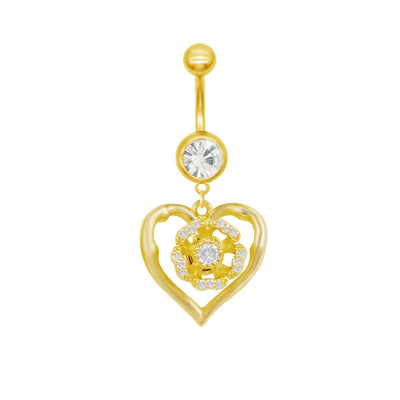 1 Piece Belly Rings Cute Sweet Star Heart Shape 316 Stainless Steel  Alloy Copper Inlay Rhinestones Zircon Gold Plated