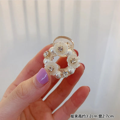 Factory source supply goods grab clip White Crystal Pearl hair clip side clip  antique Hanfu headdress women's grab clip