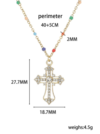 Simple Style Shiny Cross 18K Gold Plated Rhinestones 304 Stainless Steel Alloy  Pendant Necklaces