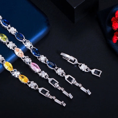 1 Copper Bracelet Fashion Colored Gems Inlaid Copper-Plated Gold Zircon Bracelet Citrine Gem Hand Jewelry  Multi-Color Optional Suitable for Women's Daily Or Date Wear