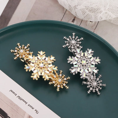 Christmas Simple Style Women's Snowflake Alloy Inlay Zircon Hair Clip