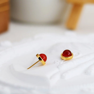 1 Pair Simple Style Geometric Inlay 304 Stainless Steel Agate 18K Gold Plated Ear Studs