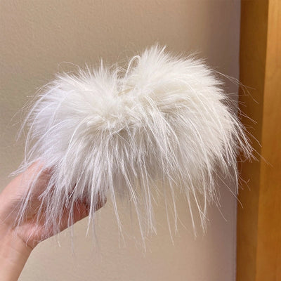 Oversized feather large intestine hair band female hair tie furry hair rope plush autumn and winter high sense headdress ponytail hair rope