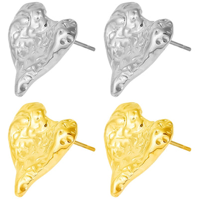 1 Pair Simple Style Classic Style Heart Shape Plating 304 Stainless Steel Ear Studs