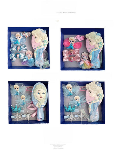 Children's hair accessories bow hairpin Princess Elsa headdress children's hairpin frozen comb suit gift box