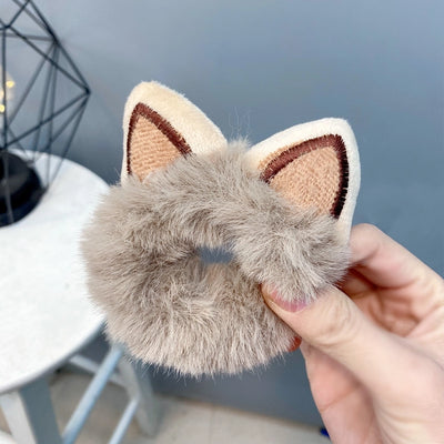 cute cat ears plush hair ring