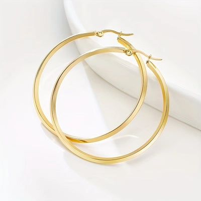 1 Pair Simple Style Round 304 Stainless Steel 18K Gold Plated Earrings