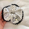 Black and White Polka Dot Velvet Bow Square Scarf Large Intestine Hair Ring Gentle Lace Intestine Headdress Flower Hair Rope Headband