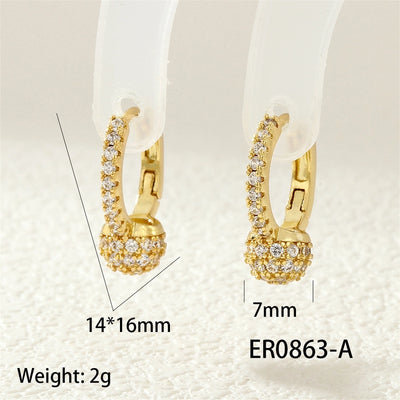 1 Pair IG Style Commute U Shape Triangle Lock Inlay Copper Zircon 18K Gold Plated Earrings