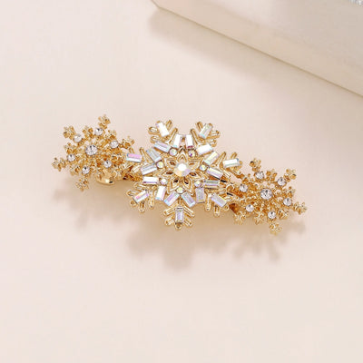 Christmas Simple Style Women's Snowflake Alloy Inlay Zircon Hair Clip