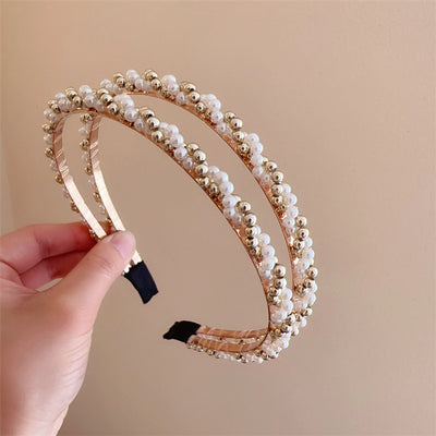 baroque style twist imitation pearl alloy hair band