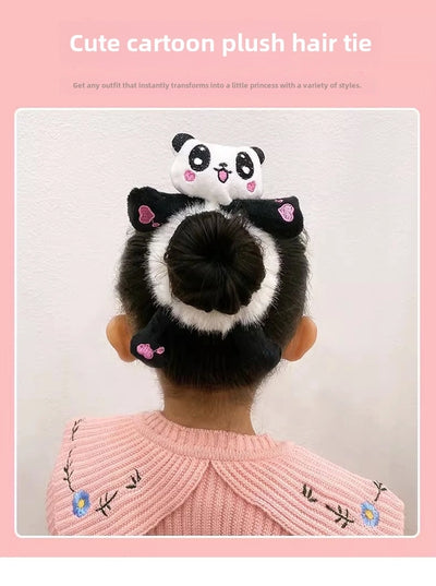 Cute cartoon plush bear hair band does not hurt hair headdress children's hair tie Korean style hair rope ball head rubber band