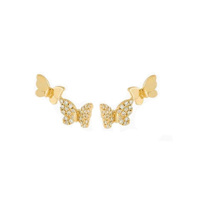 1 Pair French Style Simple Style Butterfly Copper Zircon 24K Gold Plated Drop Earrings Ear Studs