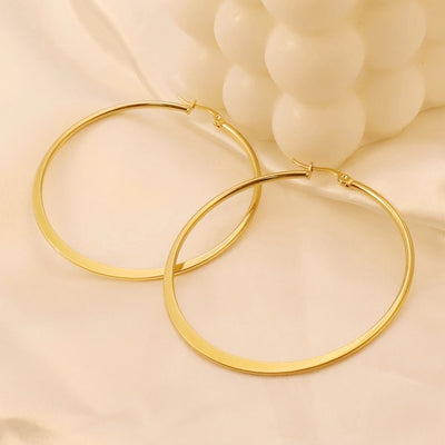 1 Pair Simple Style Round Plating 304 Stainless Steel 18K Gold Plated Earrings