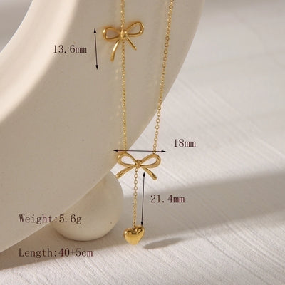 Jewelry Sweet Simple Style Commute Bow Knot 304 Stainless Steel 18K Gold Plated Jewelry Set