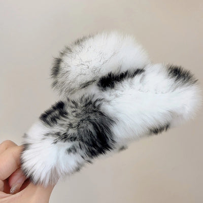 women's simple style solid color plush hair claws