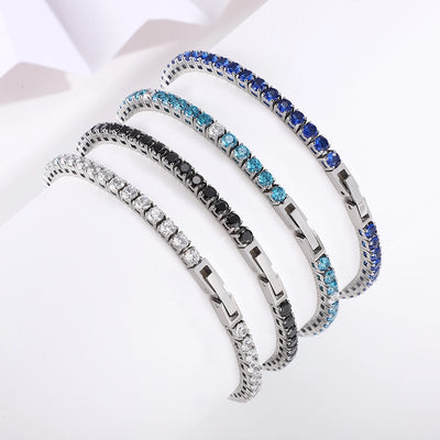 Shiny Geometric Titanium Steel Zircon Bracelets In Bulk