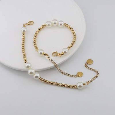 Simple Style Pearl Beads 304 Stainless Steel Bracelets In Bulk