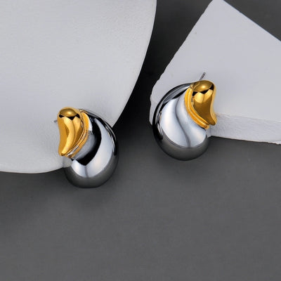 1 Pair Simple Style Geometric Water Droplets Heart Shape Patchwork 304 Stainless Steel 18K Gold Plated Ear Studs