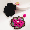 1 Pair Vacation Sweet Classic Style Flower Inlay Synthetic Fibre Alloy Beads 14K Gold Plated Drop Earrings