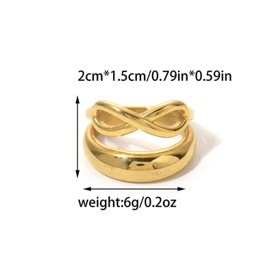 Jewelry Simple Style Roman Style Commute Lines 304 Stainless Steel 14K Gold Plated Plating Hollow Out Rings