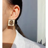 1 Pair Vintage Style Exaggerated Cool Style Geometric Square Enamel Plating Three-dimensional Brass 24K Gold Plated Ear Studs