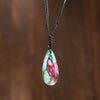 Bohemian Water Droplets Semi-precious stone rope Pendant Necklace In Bulk