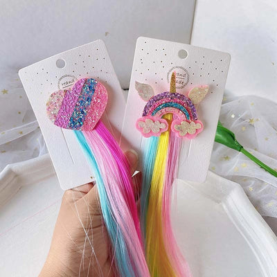 cartoon style rainbow  cloth handmade hair clip 1 piece