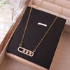 304 Stainless Steel Copper 18K Gold Plated K Gold Plated Inlay Geometric Zircon Pendant Necklace