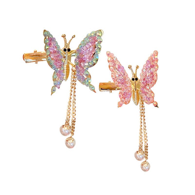 cute fashion sweet butterfly alloy metal artificial pearls hair clip