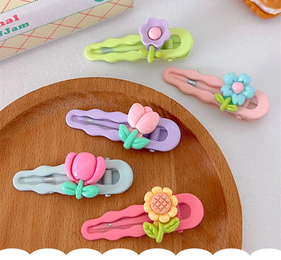 cute spring and summer new frosted flower duckbill clip Tulip hairpin candy color side clip  headdress for women