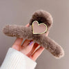 Autumn and Winter Plush Grab Clip Large  Shark Clip Back Head Hair Grab Hairpin Clip Women's Headwear Hair Clip