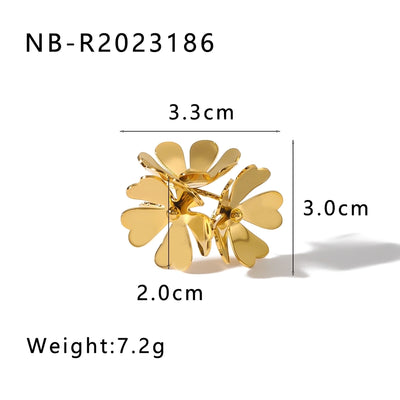 Jewelry Simple Style Classic Style Flower 304 Stainless Steel 18K Gold Plated Open Rings