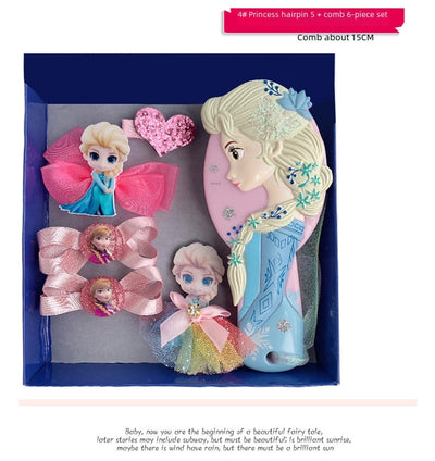 Children's hair accessories bow hairpin Princess Elsa headdress children's hairpin frozen comb suit gift box