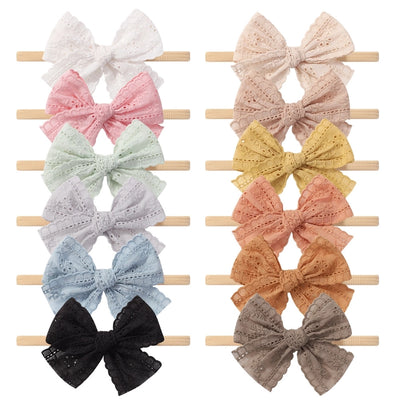 Baby Lace Hollow Soft Elasticity Traceless Hair Band  Baby Bow Headband Princess Hair Accessories 3674