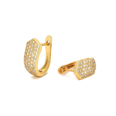 1 Pair IG Style Commute U Shape Triangle Lock Inlay Copper Zircon 18K Gold Plated Earrings