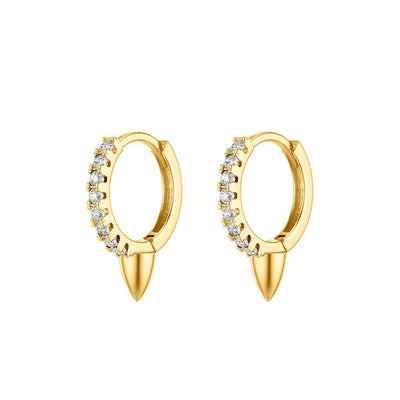 1 Pair Elegant Simple Style Geometric Copper Zircon 24K Gold Plated Hoop Earrings