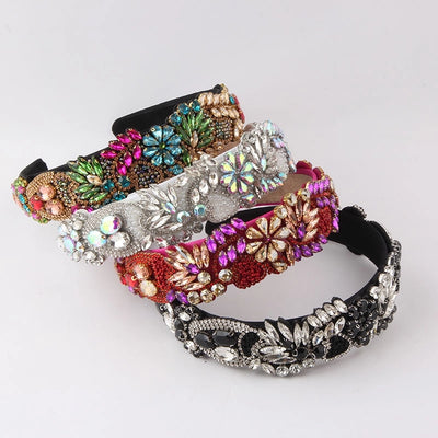 baroque style flower rhinestone inlay hair band