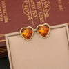 1 Pair Simple Style Commute Heart Shape Inlay 304 Stainless Steel Gem 18K Gold Plated Ear Studs