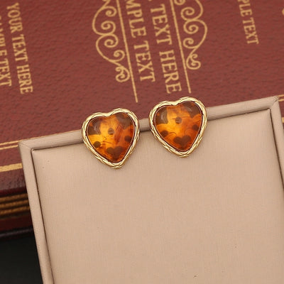 1 Pair Simple Style Commute Heart Shape Inlay 304 Stainless Steel Gem 18K Gold Plated Ear Studs