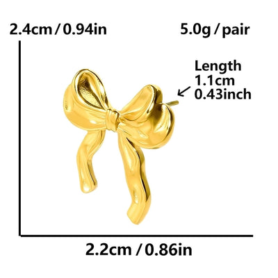 1 Pair Sweet Bow Knot 304 Stainless Steel Ear Studs