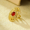 Jewelry Retro French Style Oval 304 Stainless Steel Natural Stone Plating Inlay Open Rings