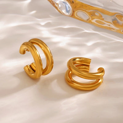 1 Pair Simple Style Lines Polishing Plating 316 Stainless Steel  18K Gold Plated Ear Cuffs