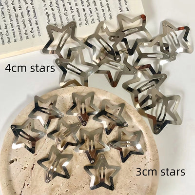 y2k Millennium Wind Bright Silver Five-pointed Star Girl's Side Bangs Girl's  Hairpin Star Hairpin Headdress